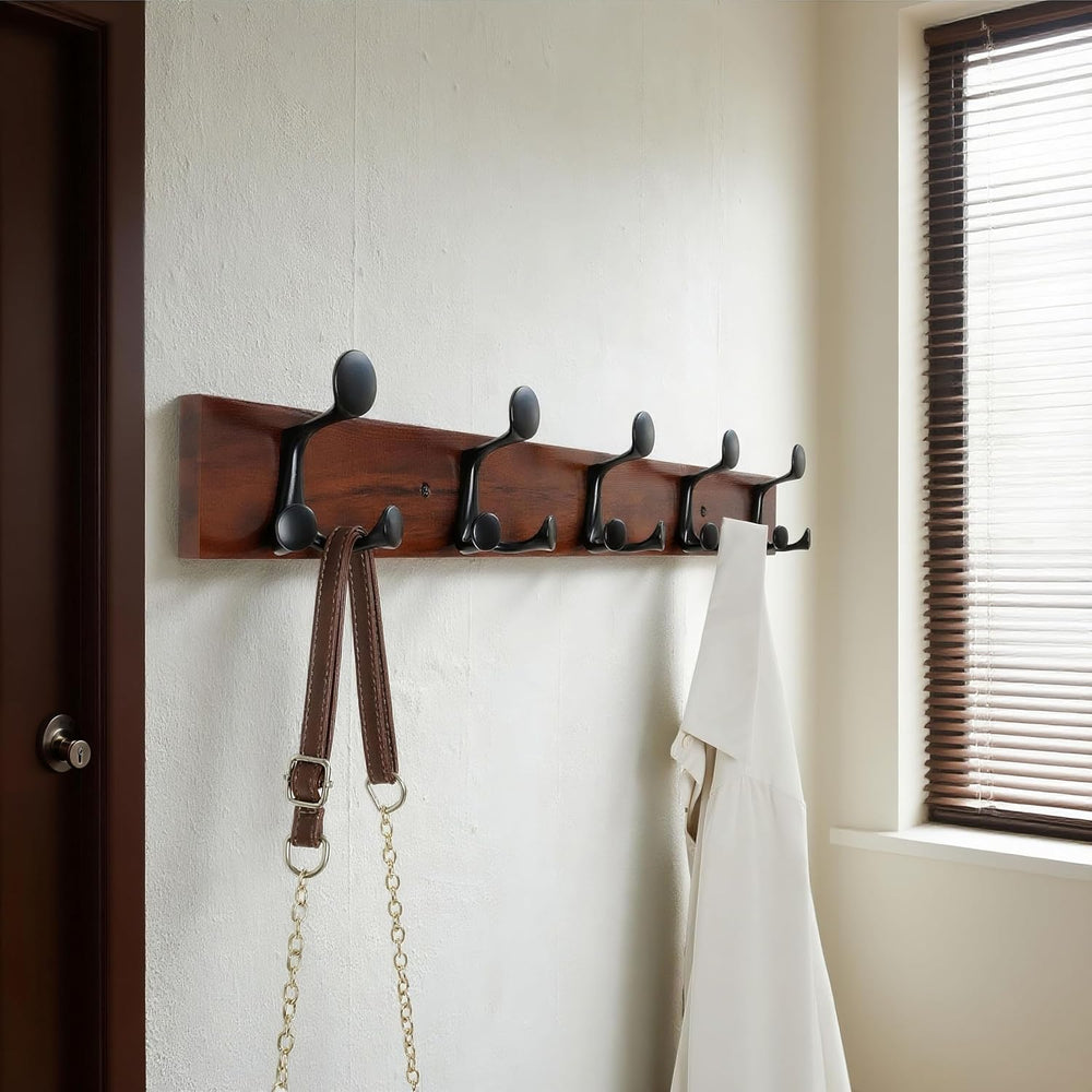 WEBI Coat Rack Wall Mount,30" Solid Wood Coat Hooks Wall Mounted Coat Ha...