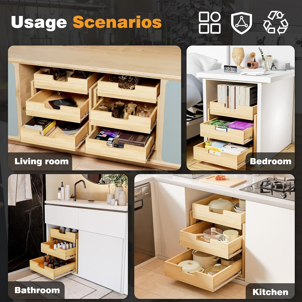 Pull Out Cabinet Organizer, 23''W×21''D Sliding Drawers for C...