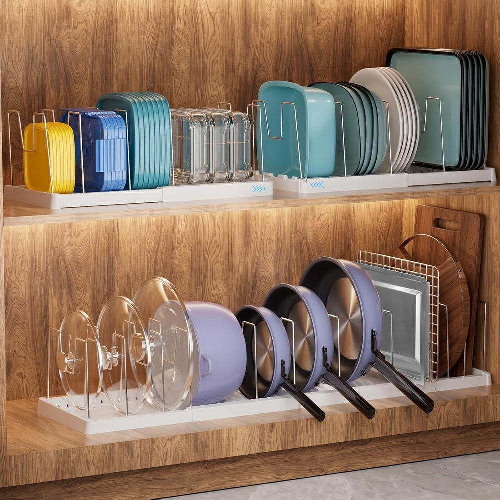 seasky 2-Pack Expandable Pots Pans Lid Organizer Under Cabinet 24 Dividers