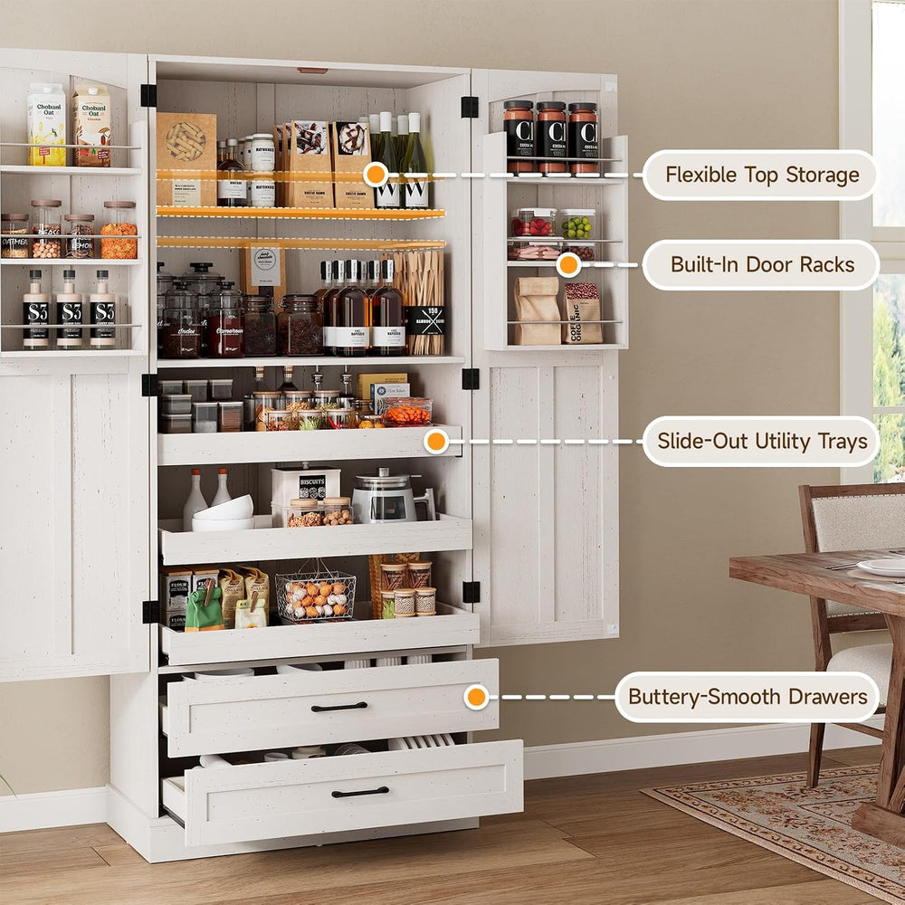 71" Tall Kitchen Pantry Cabinet, Freestanding Storage Cabinet with Drawers