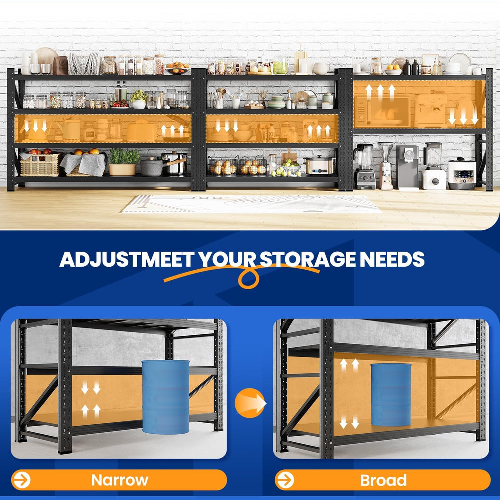 MIIIKO 48" W Storage Shelves,3000LBS Metal Garage Storage Shelving,Heavy...