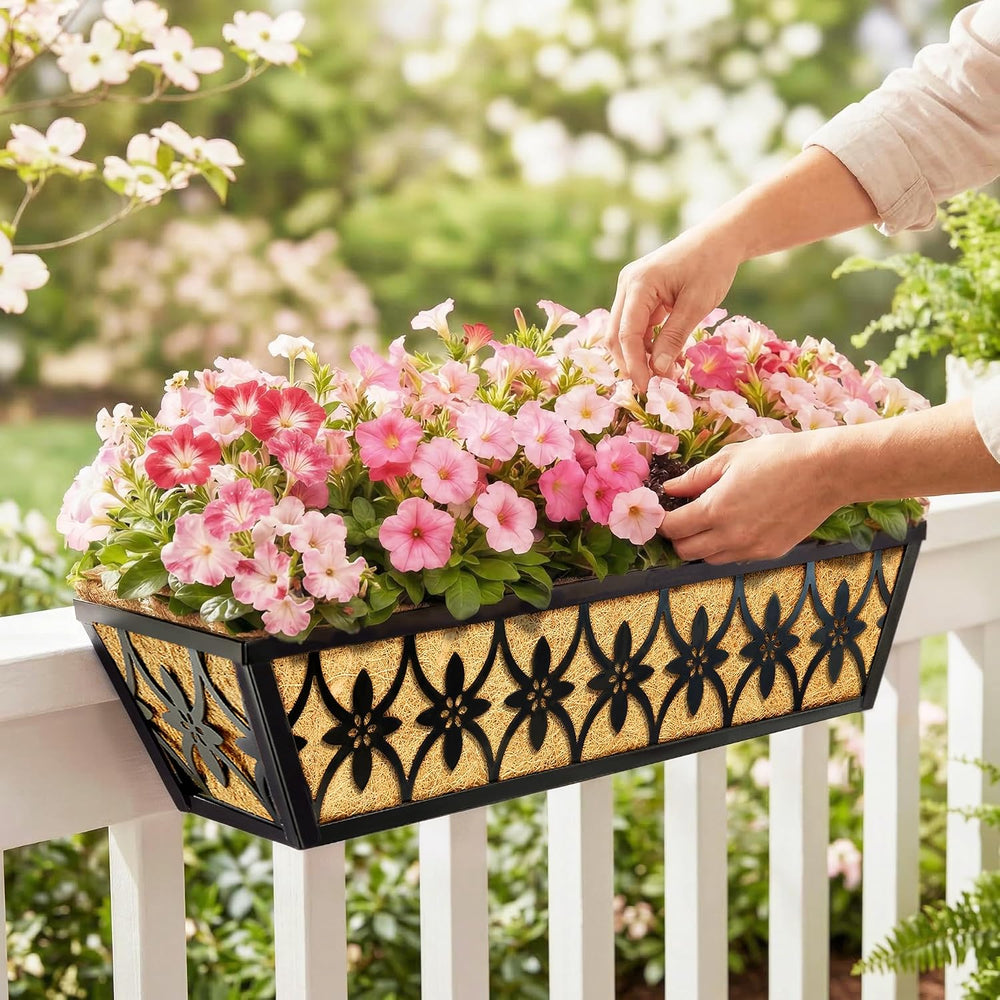 30 Inch Window Boxes Planters Railing Planter Box - 4 Pack Deck Railing Plant...