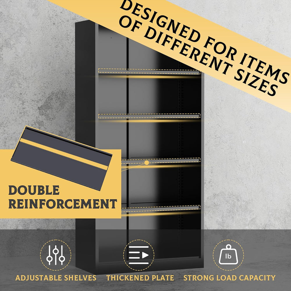 72" Metal Storage Cabinet - Heavy-Duty Metal Garage Cabinet with 4 Adjus...