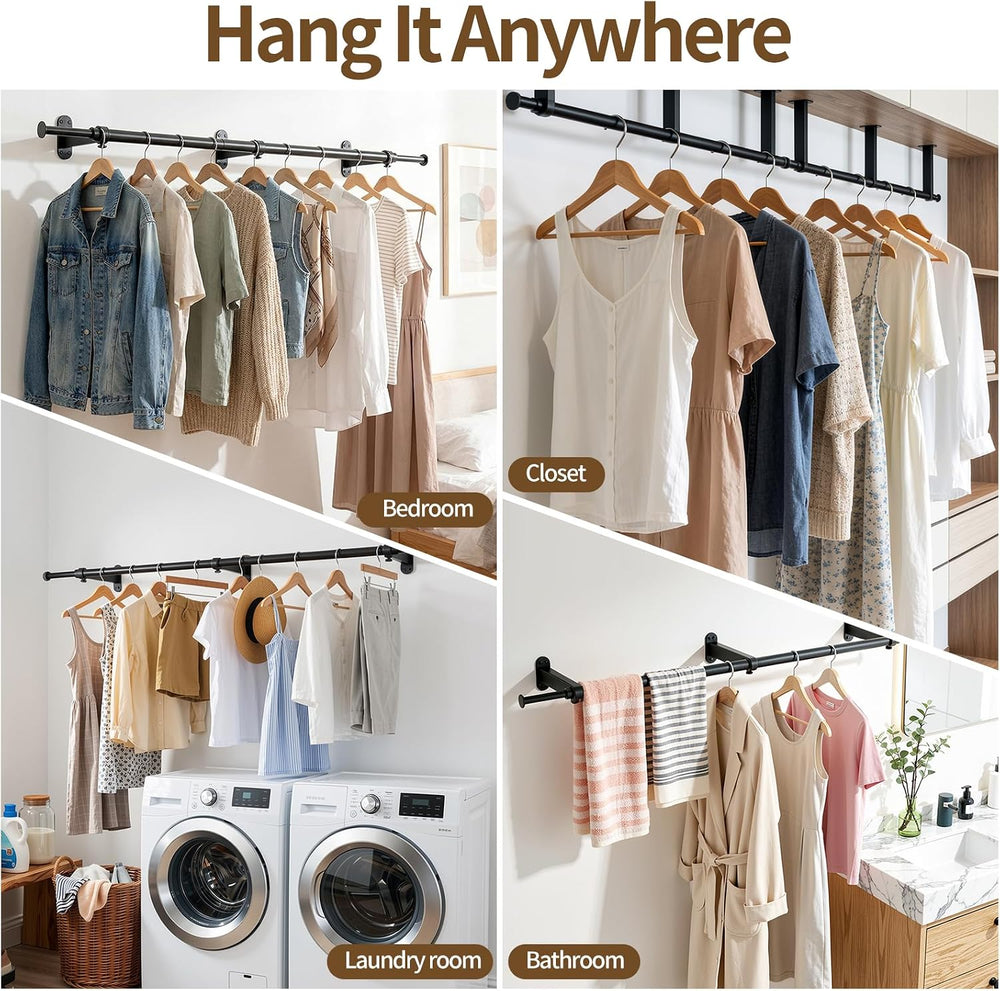 Luxspire 41" Extendable Wall Mount Clothes Rack for Clothes Bedroom, 1 Pack