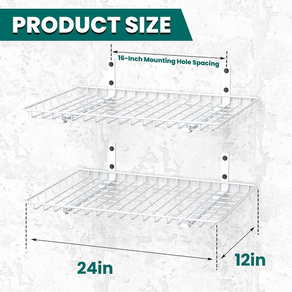 EVERHANGER Garage Wall Shelves 12x24 Inch, Wall Mounted Storage Shelf