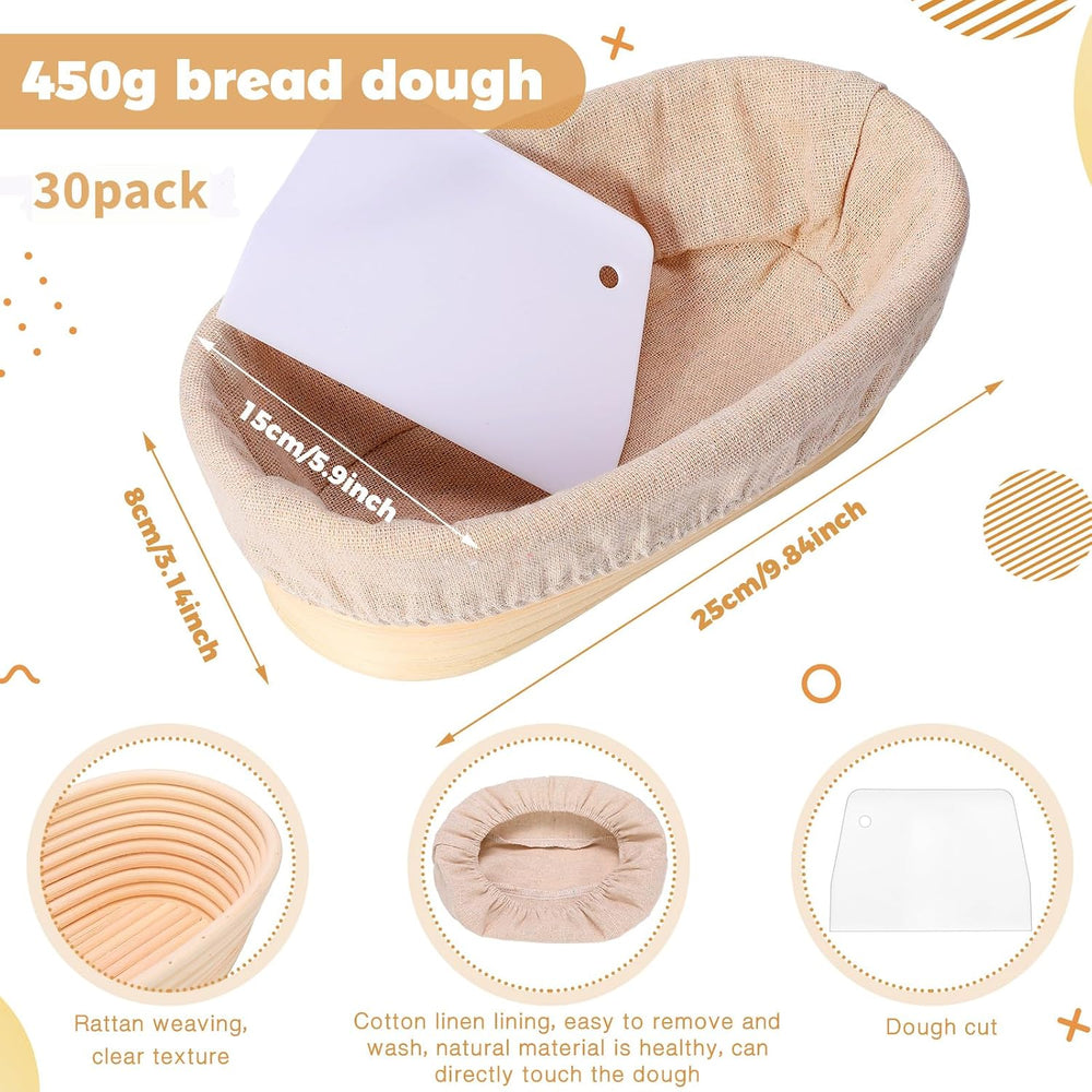 Gejoy 30 Set Bread Proofing Baskets 10 Inch Oval