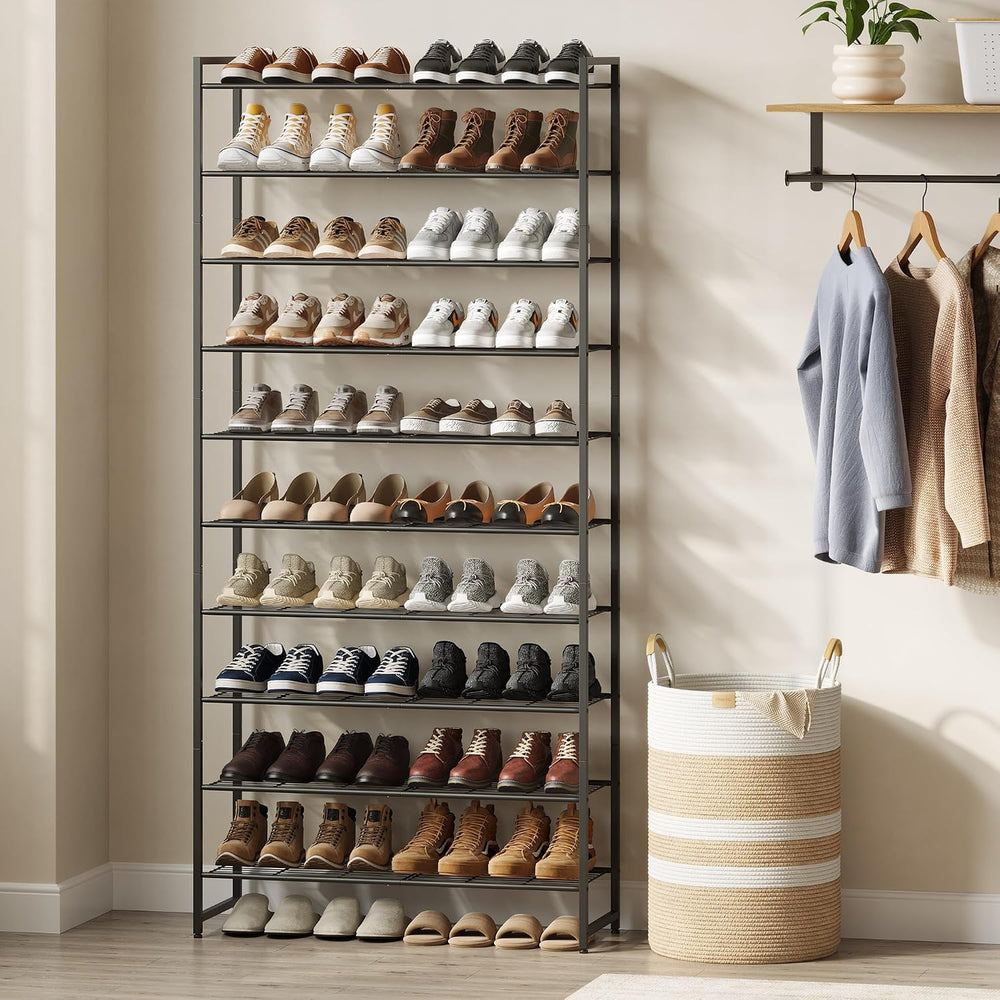 Nunsino Shoe Rack for Closet, Metal Shoe Organizer, 10 Tier Garage Shoe Rack ...