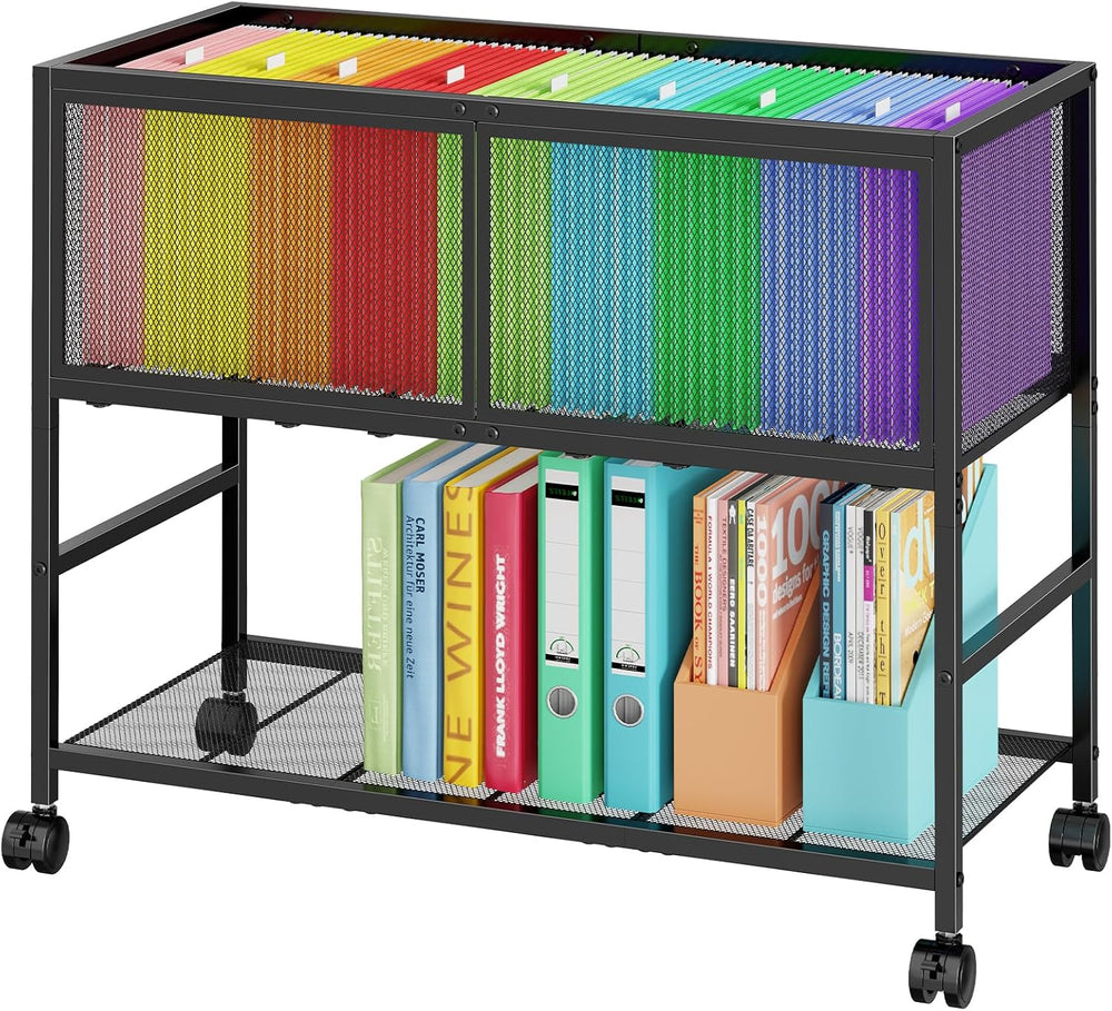 Rolling File Cart with Wheels, Open File Cabinet for Letter Size