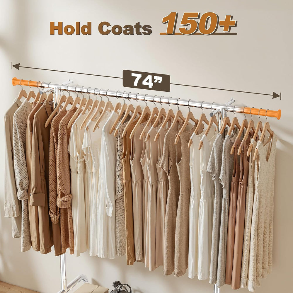 Raybee Heavy Duty Clothes Rack Rolling Garment Rack with Extra Hanging Hook