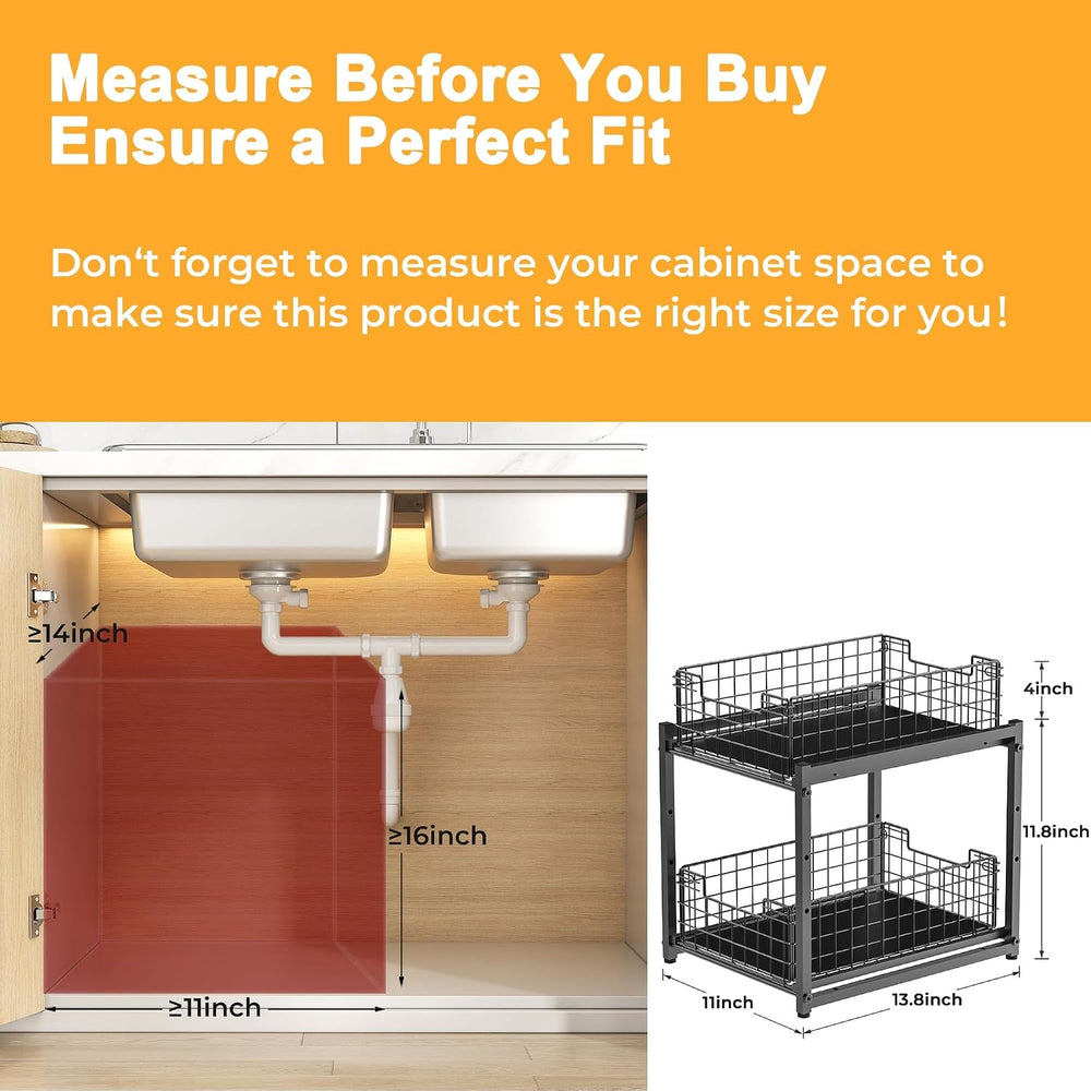 Under Sink Organizer, 2-Tier Pull Out Cabinet Organizer