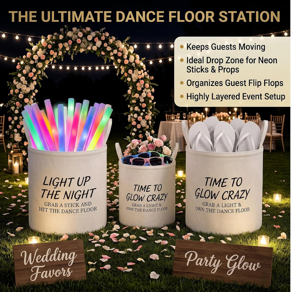 3-Piece Felt Party Baskets Two 15.7" & One 11.8" Bins