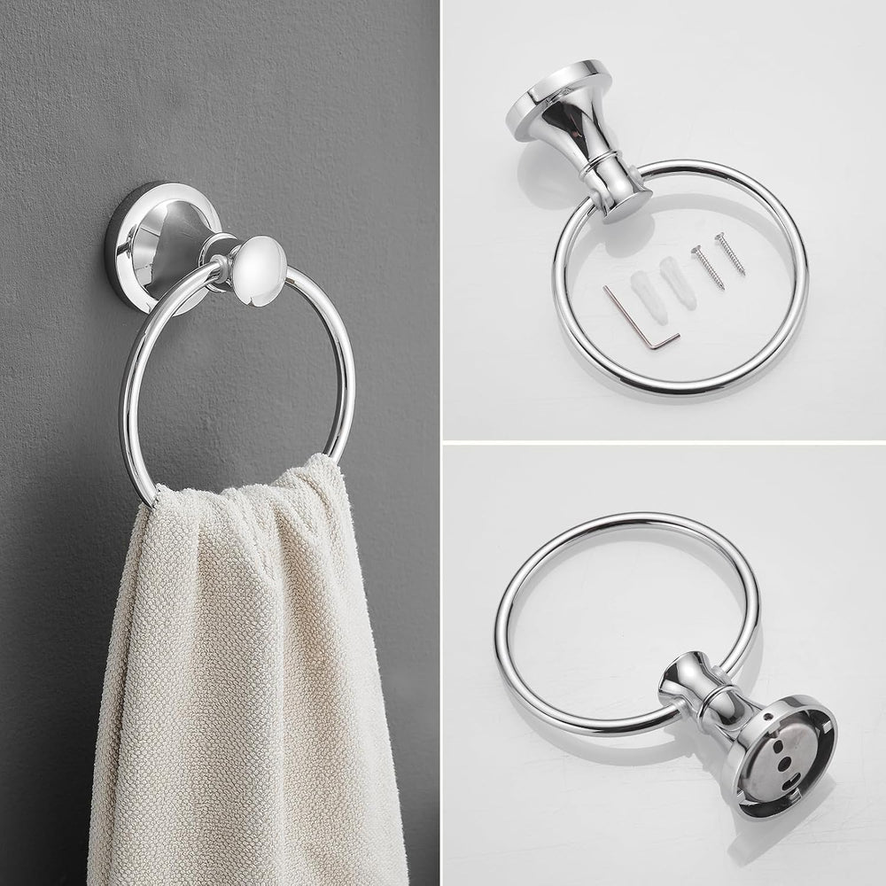 Pivoting Toilet Paper Holder and Hand Towel Ring, Polished Chrome