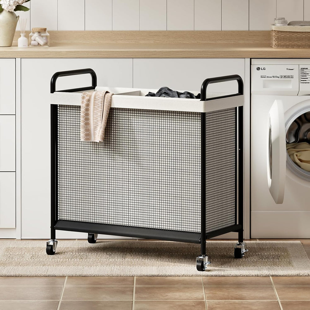 WOWLIVE Rolling Laundry Hamper 3 Section, 120L Laundry Basket with Wheels