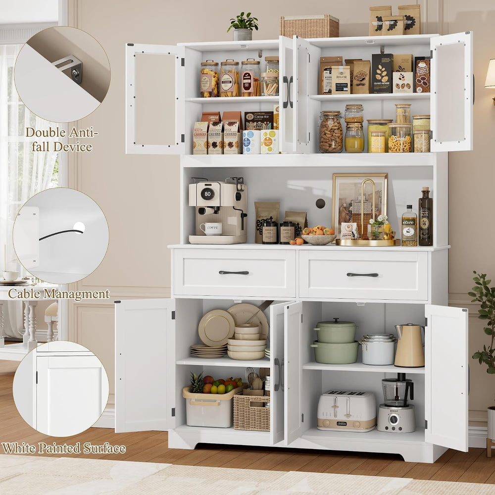 BOTLOG 71" Large Pantry Storage Cabinet with Microwave Stand
