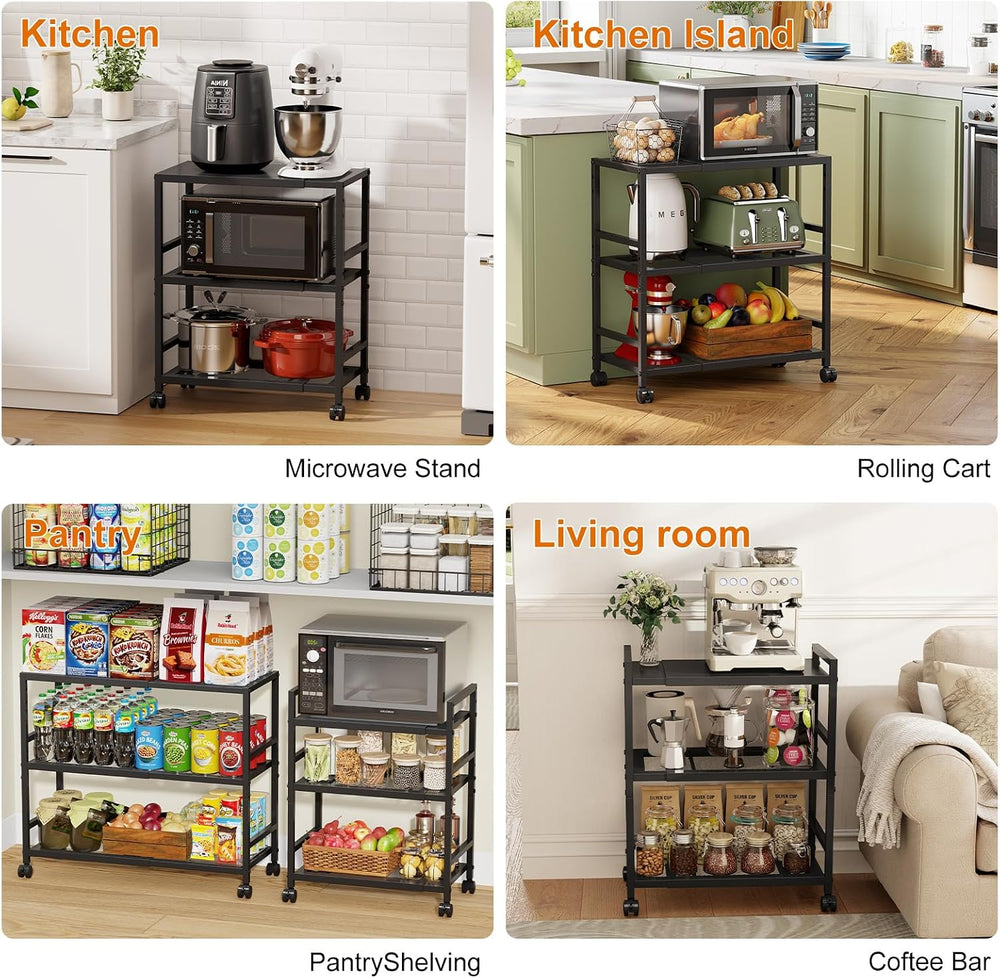 Expandable Metal Storage Shelves Rack with Wheels,3Tier Heavy Duty Shelving
