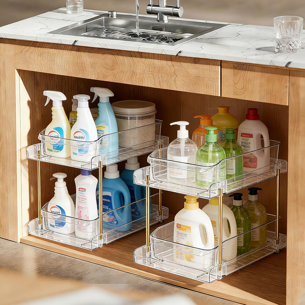 LAREKUN4pack 2-Tier Organizer & Storage Unit Stackable Bathroom Cabinet O...