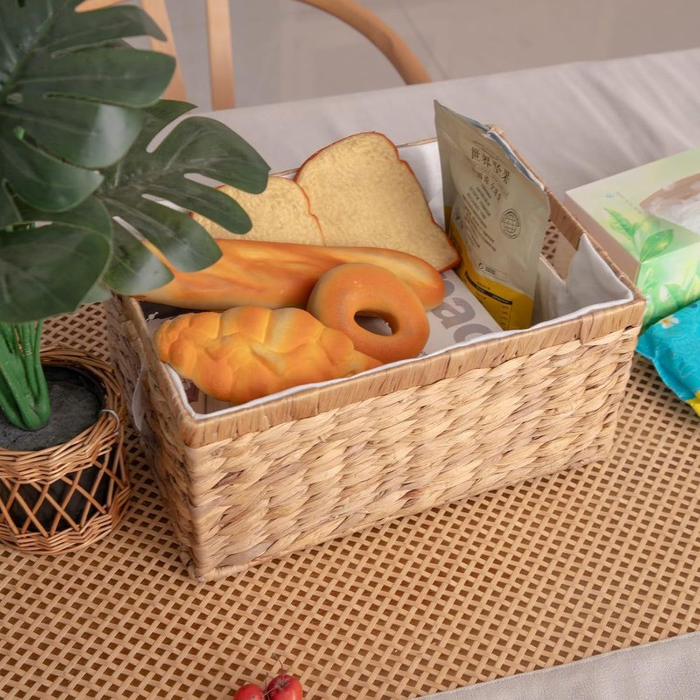 Water Hyacinth Storage Basket for Organizing,Large Wicker Basket Rectangular ...