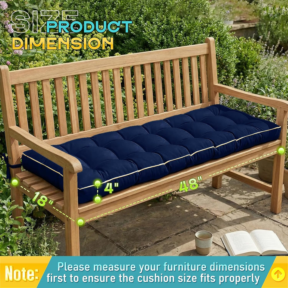 Outdoor Bench Cushion, Tufted Patio Seat Pad for Garden Bench, Porch Swing, I...
