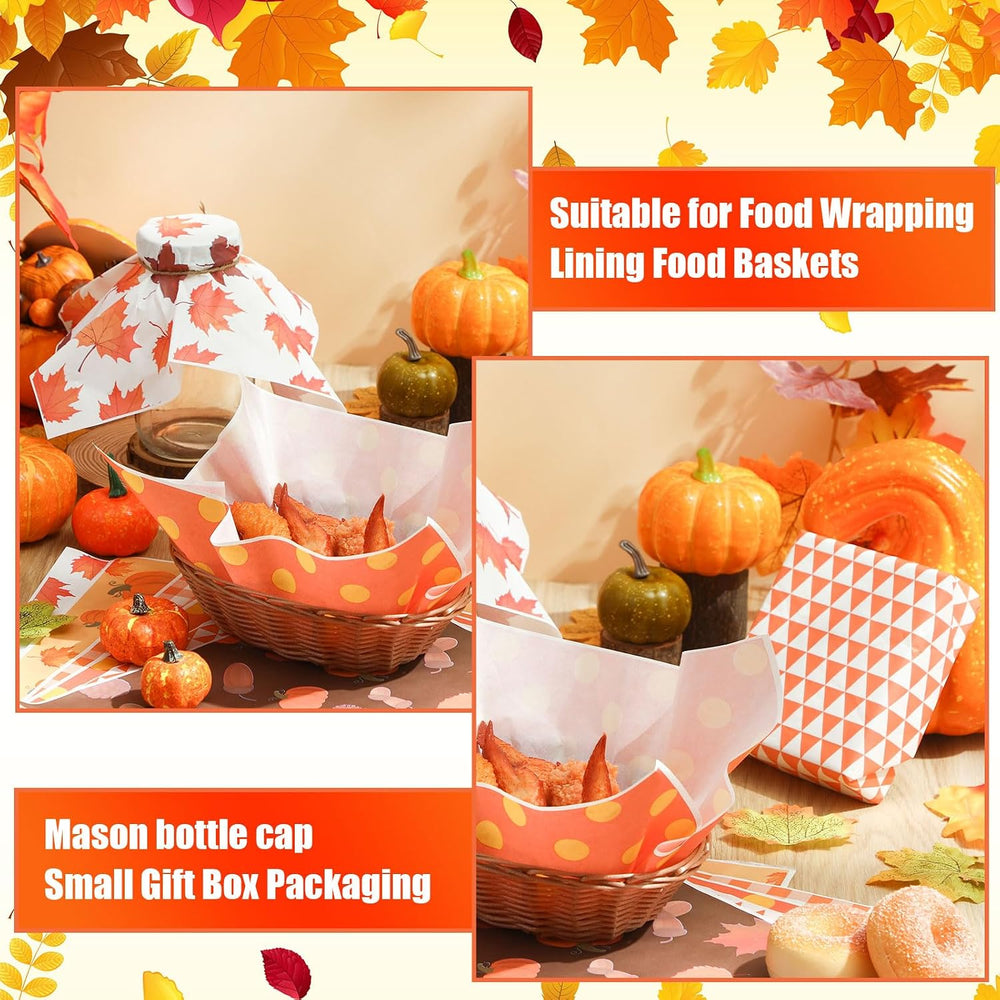Ireer 600 Pcs Fall Deli Paper 12x12 Wax Parchment Waterproof Sheet for Food