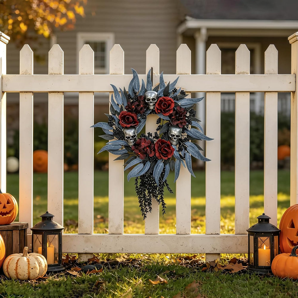 22" Halloween Wreath for Front Door, Gothic Halloween Decor Indoor