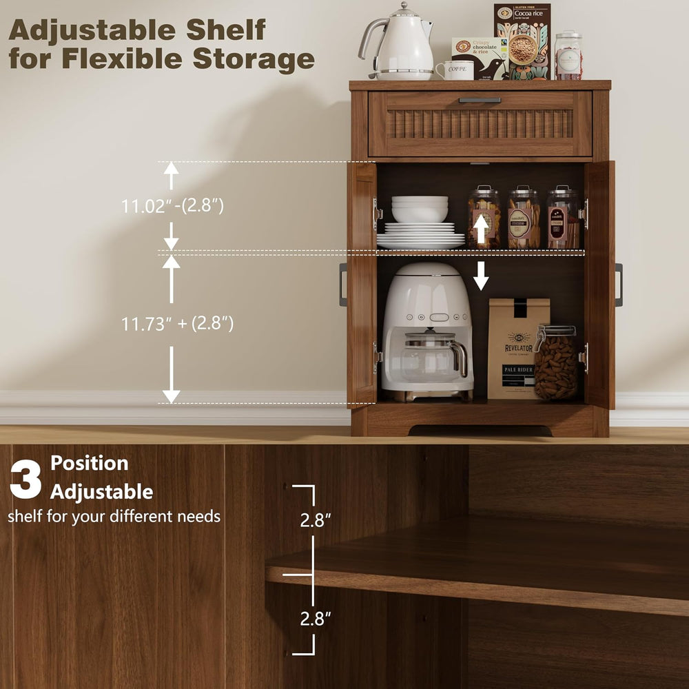 Buffet Cabinet with Storage Drawer, Farmhouse Coffee Bar Table with Storage D...