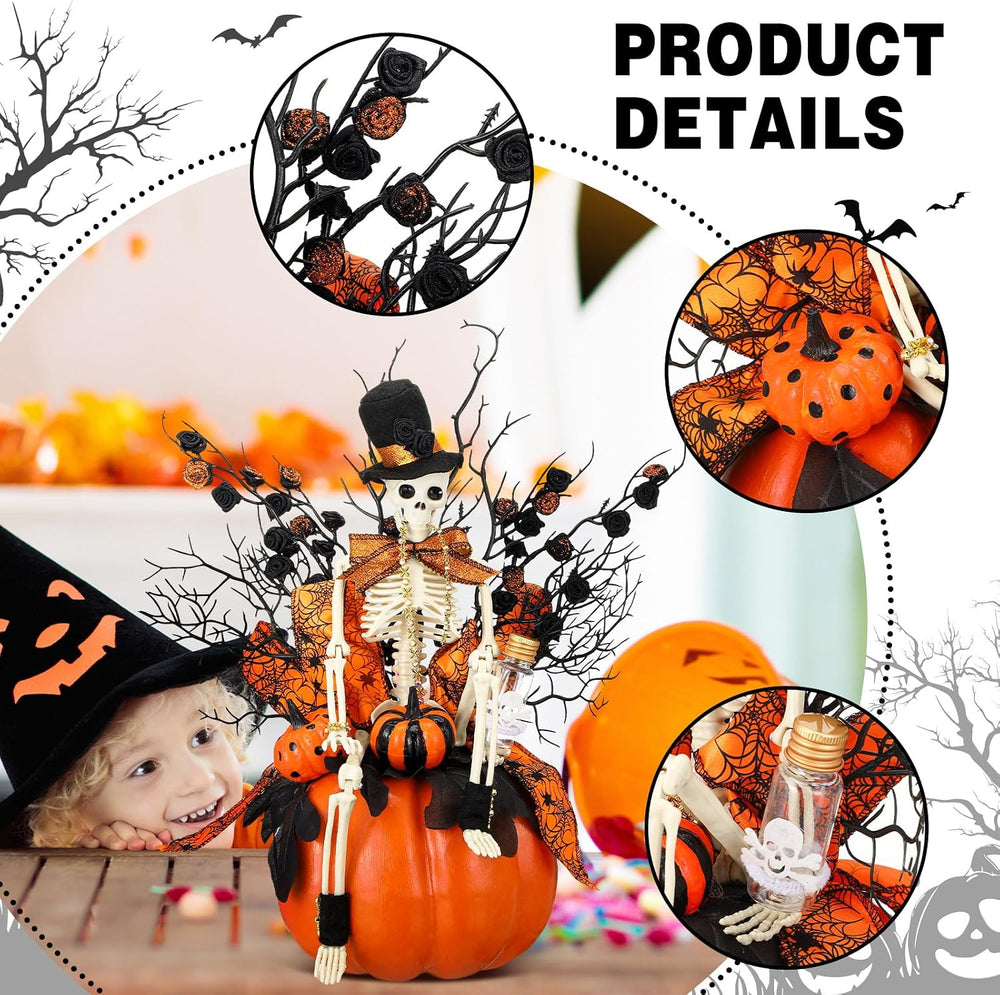 Daifunli Halloween Table Centerpieces Decorations, Skull Pumpkin