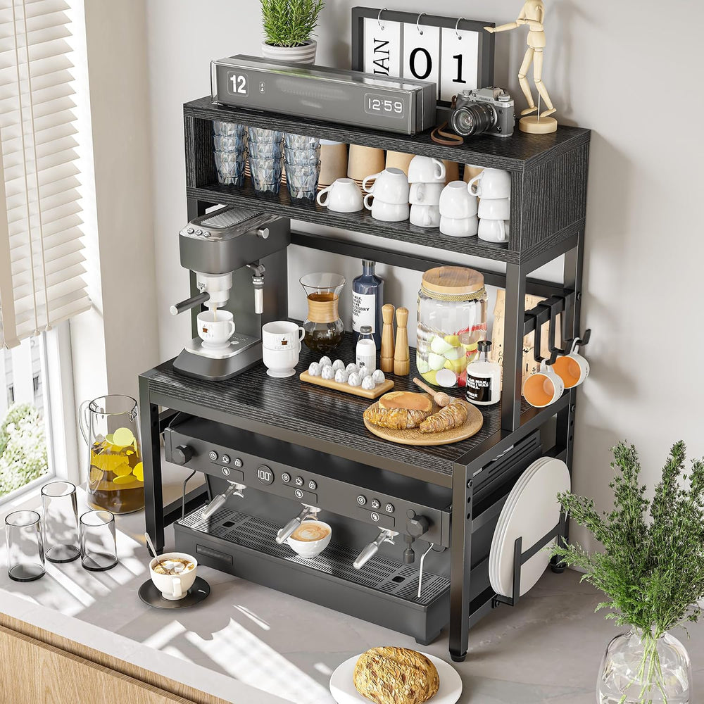 EnHomee 4-Tier Microwave Stand Countertop, Microwave Shelf With Storage