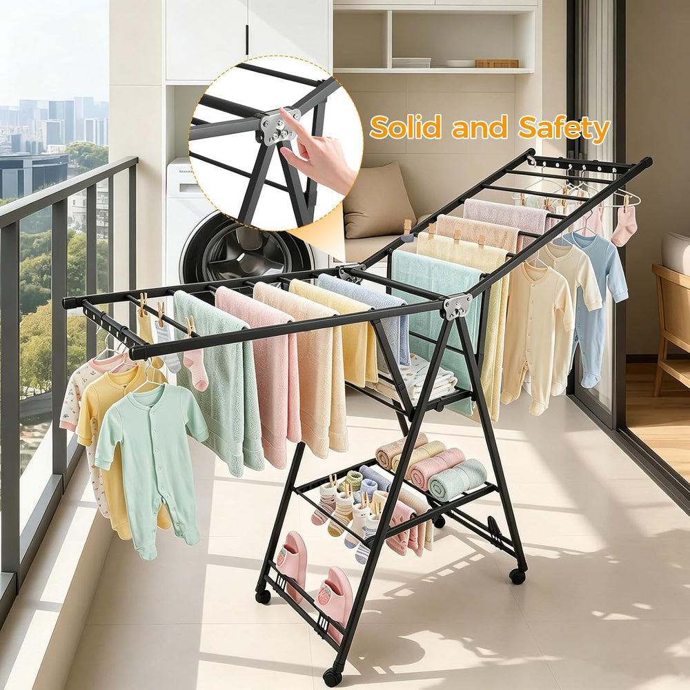 Standing Clothes Rack, Foldable, 3-Tier Drying Hanger