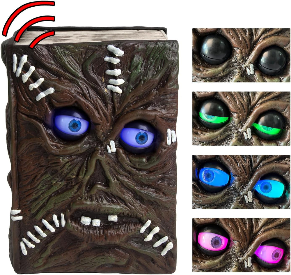 QEQEKAKA Halloween Decorations Indoor Spell Book Blink Motion Activated
