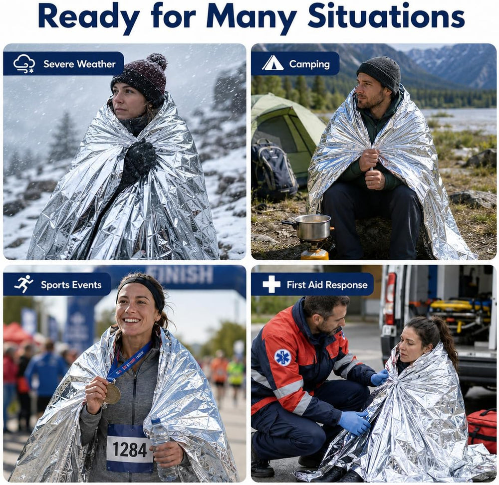 BH Lot of 50 Emergency Mylar Blankets - 84" x 52"