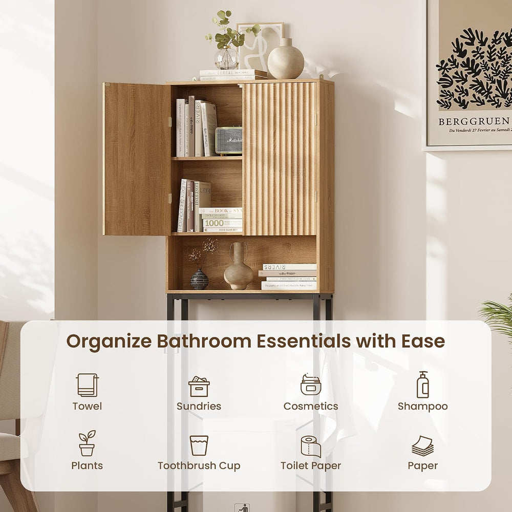 Over The Toilet Storage Cabinet, Freestanding Tall Wood Bathroom Organizer