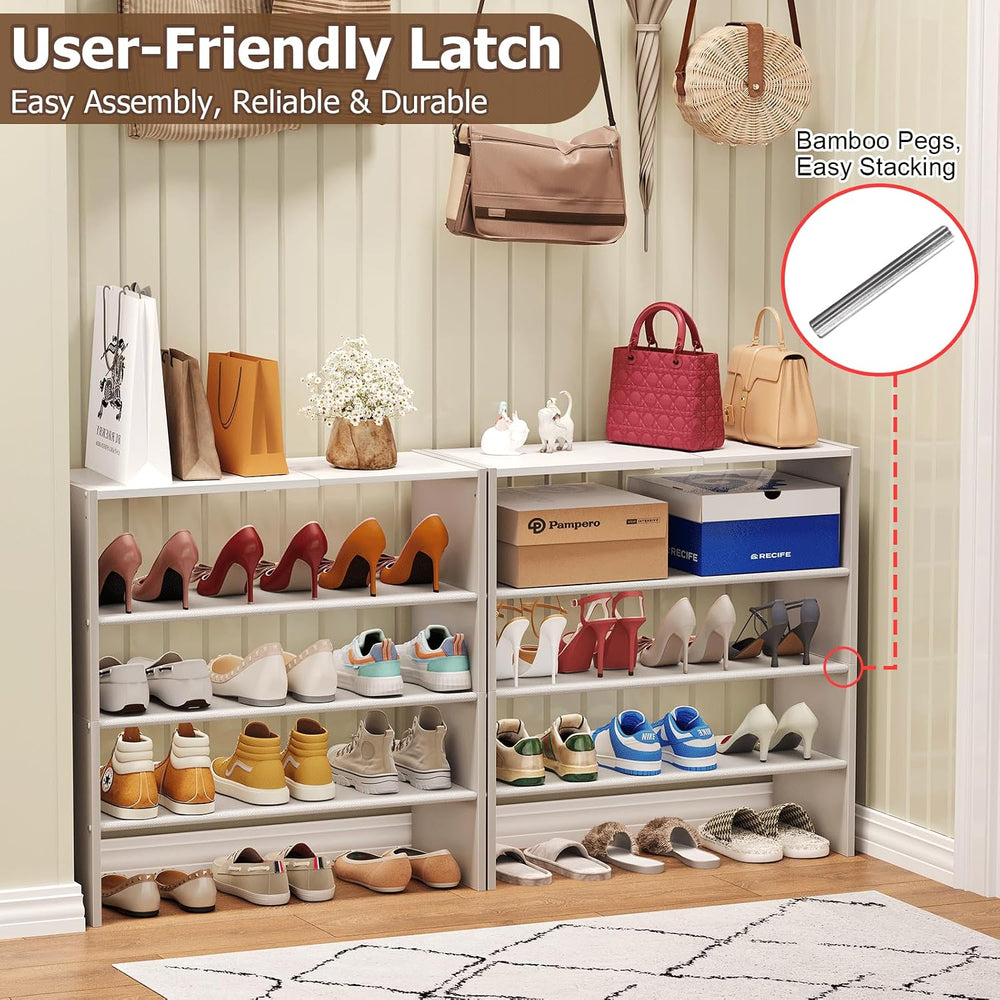 X-cosrack 5 Tier Shoe Rack, Stackable Shoe Organizer for Closet, Large Vertic...