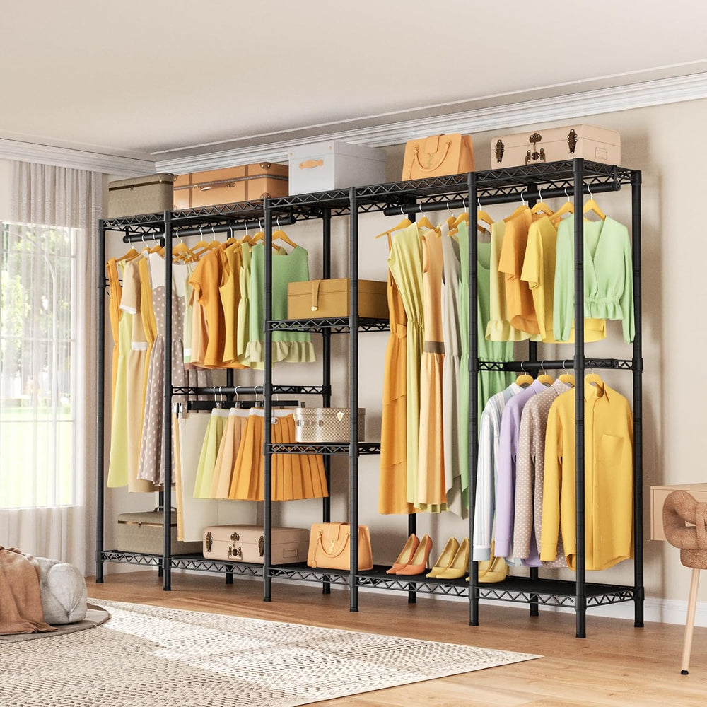 Heavy Duty Clothes Rack Metal Wardrobe with Adjustable Wire Shelves
