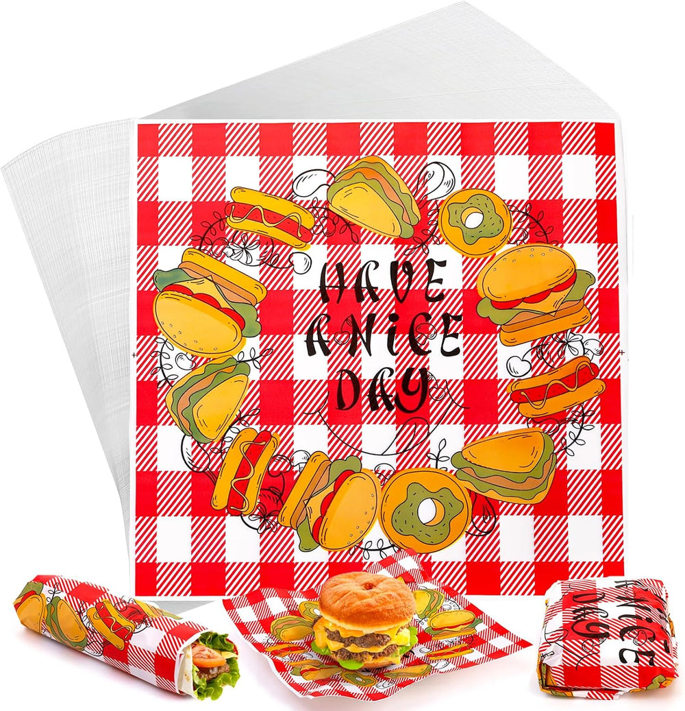 Nicunom 1000 Pcs Deli Paper Sheets 12x12", Sandwich Wrapping Paper Red &...