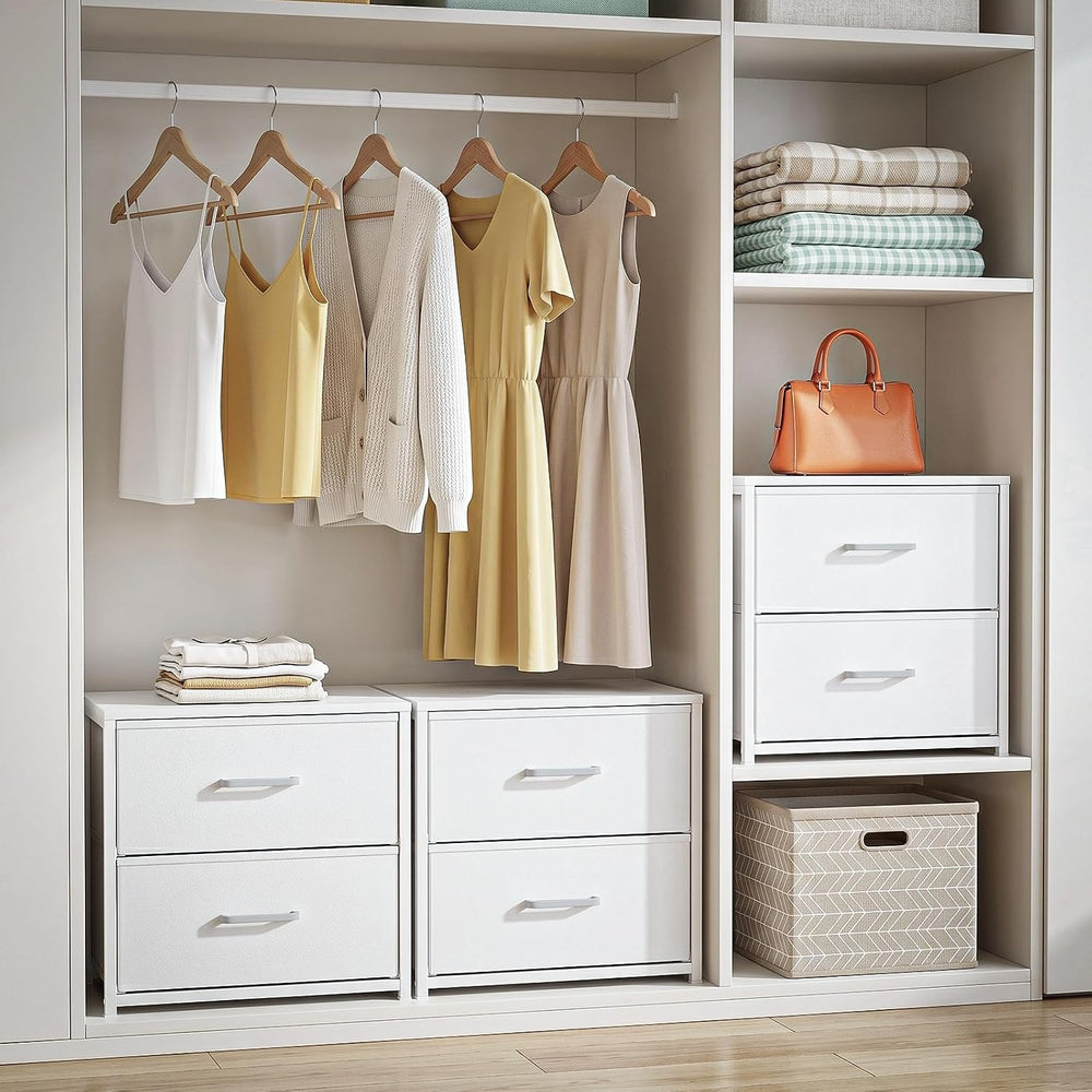 2 Pack Stackable Storage Drawers, Closet Drawers, White