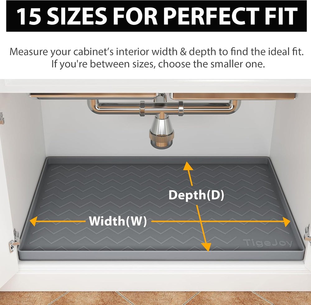 TigeJoy Under Sink Mats for Kitchen Waterproof 37" x 22", Cabinet L...