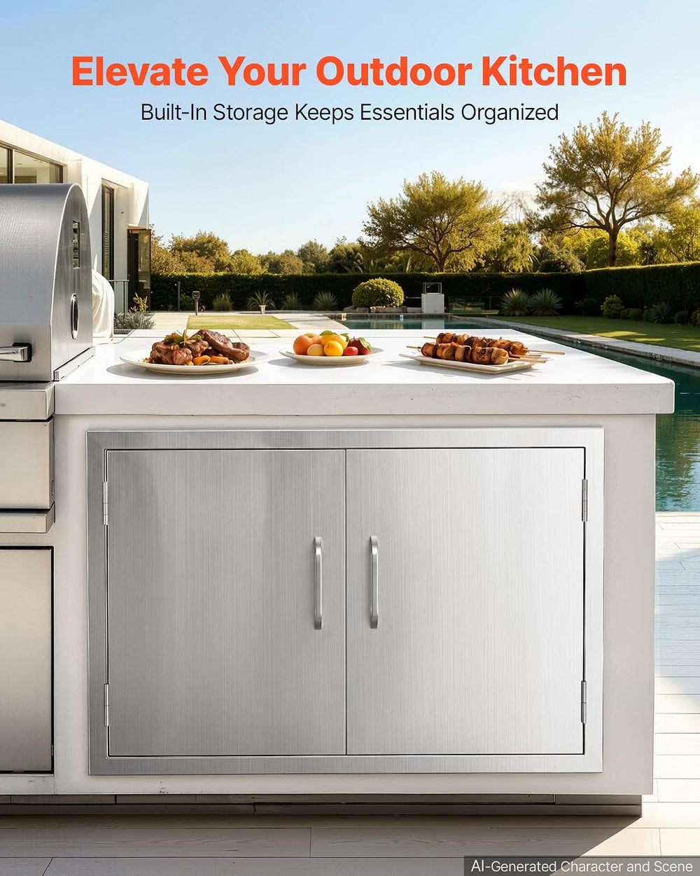 VEVOR Outdoor Kitchen Drawers, 30"W x 20"H x 20"D, Cabinet/Tra...