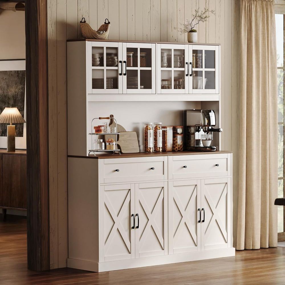 71''H x 55.1''W Pantry Cabinet with Charging Station, 4 Wide ...
