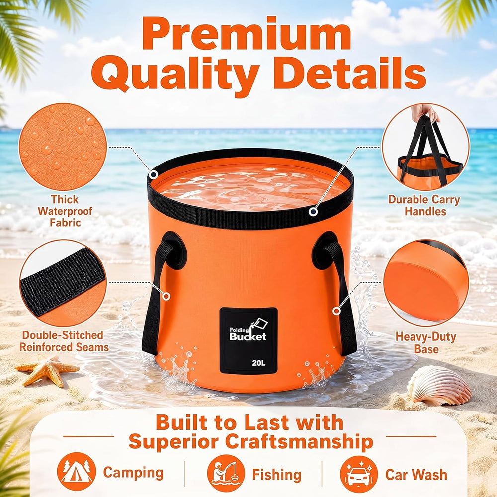 5 Gallon 4 Pack Collapsible Bucket,Orange