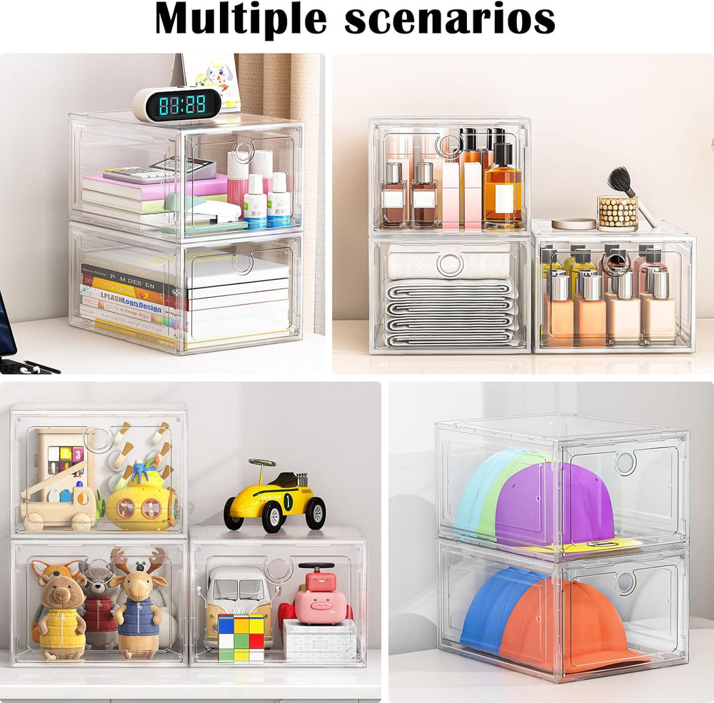 ARSTPEOE 6-Pack Clear Shoe Storage Boxes Magnetic Stackable
