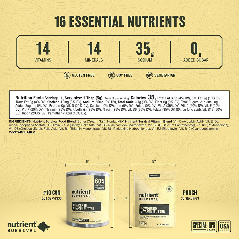 Butter Powder, Freeze Dried Prepper Supplies & Emergency Food Supply, #10...