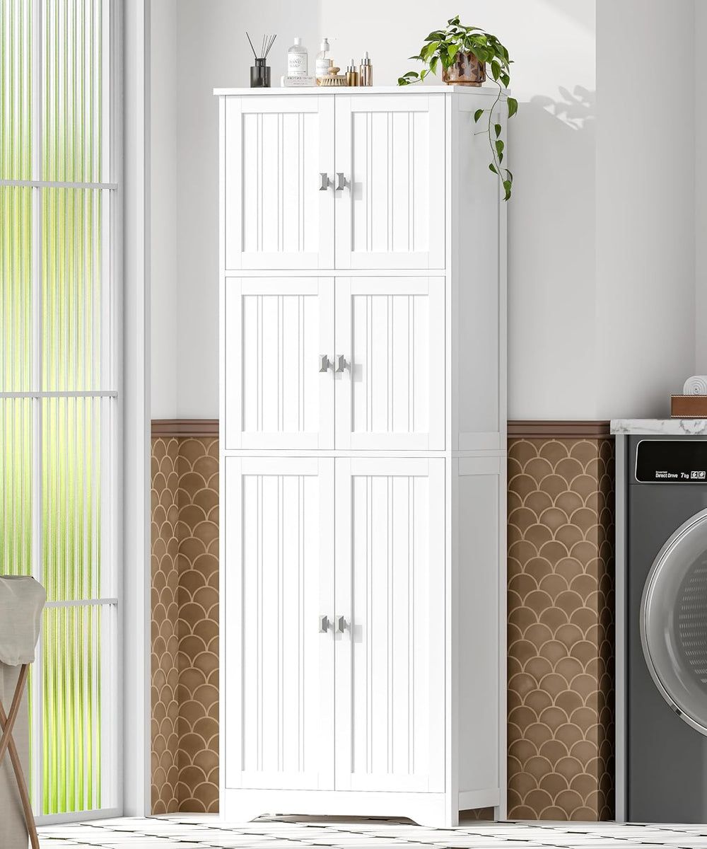 Tall Bathroom Storage Cabinet, 63" H Linen Floor Cabinet