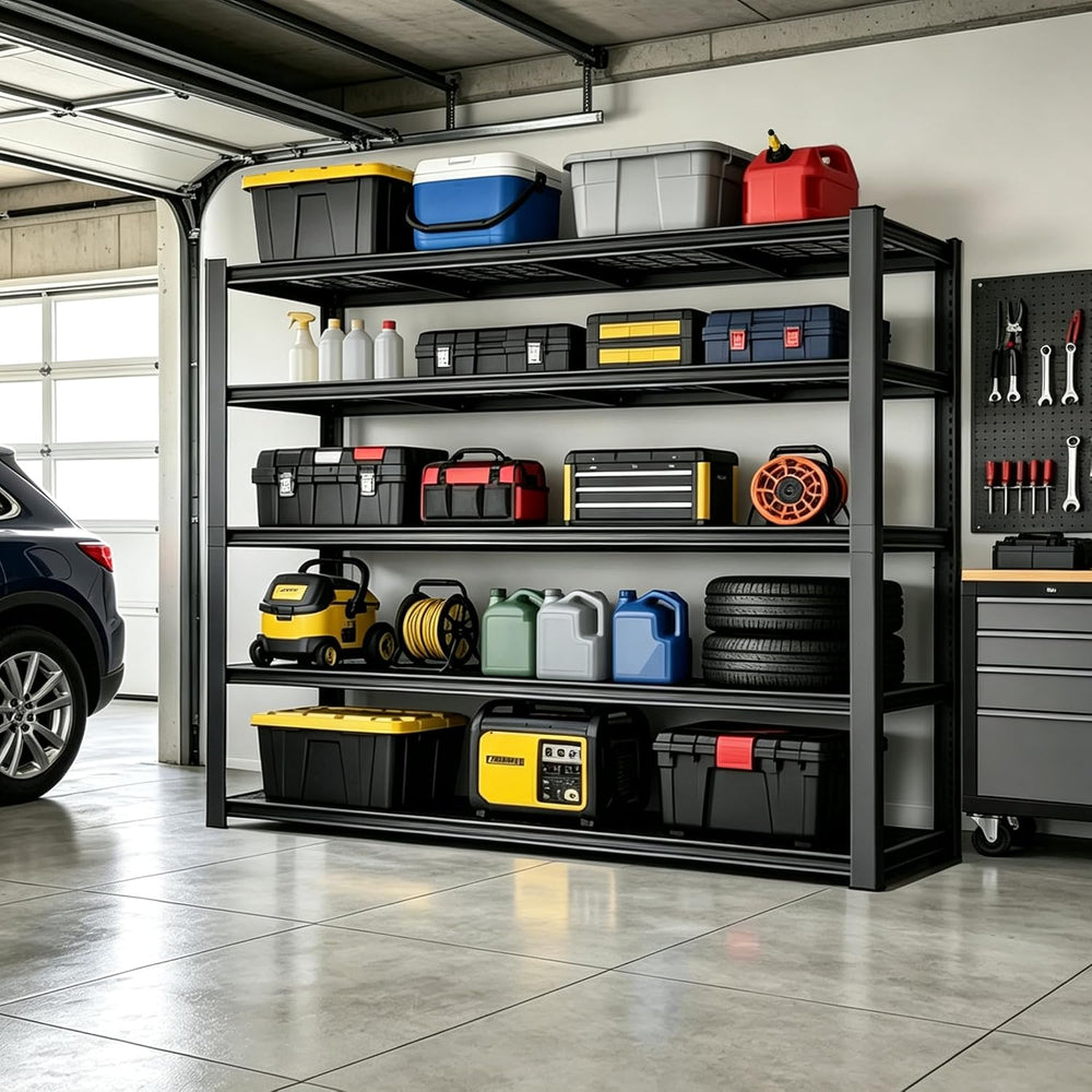 62" W Storage Shelves Unit,5 Tier Heavy Duty Metal garage Shelving Unit