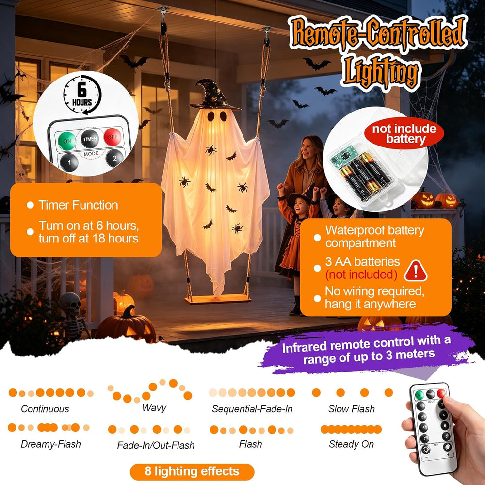 Halloween Outdoor Decorations,5 FT Large Hanging Swing Ghost