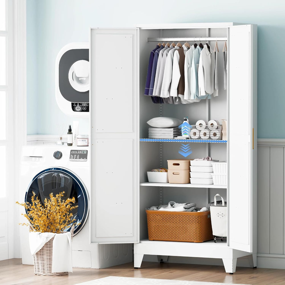 Wardrobe Closet with Doors, Armoire Wardrobe Closet with Hanging Rod