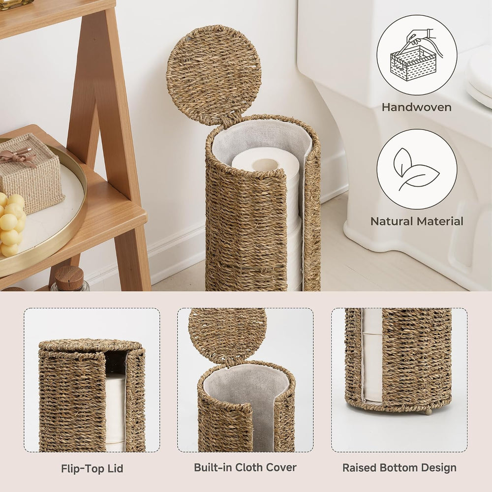 StorageWorks Seagrass Free Standing Toilet Paper Holder Stand for Bathroom, 3...