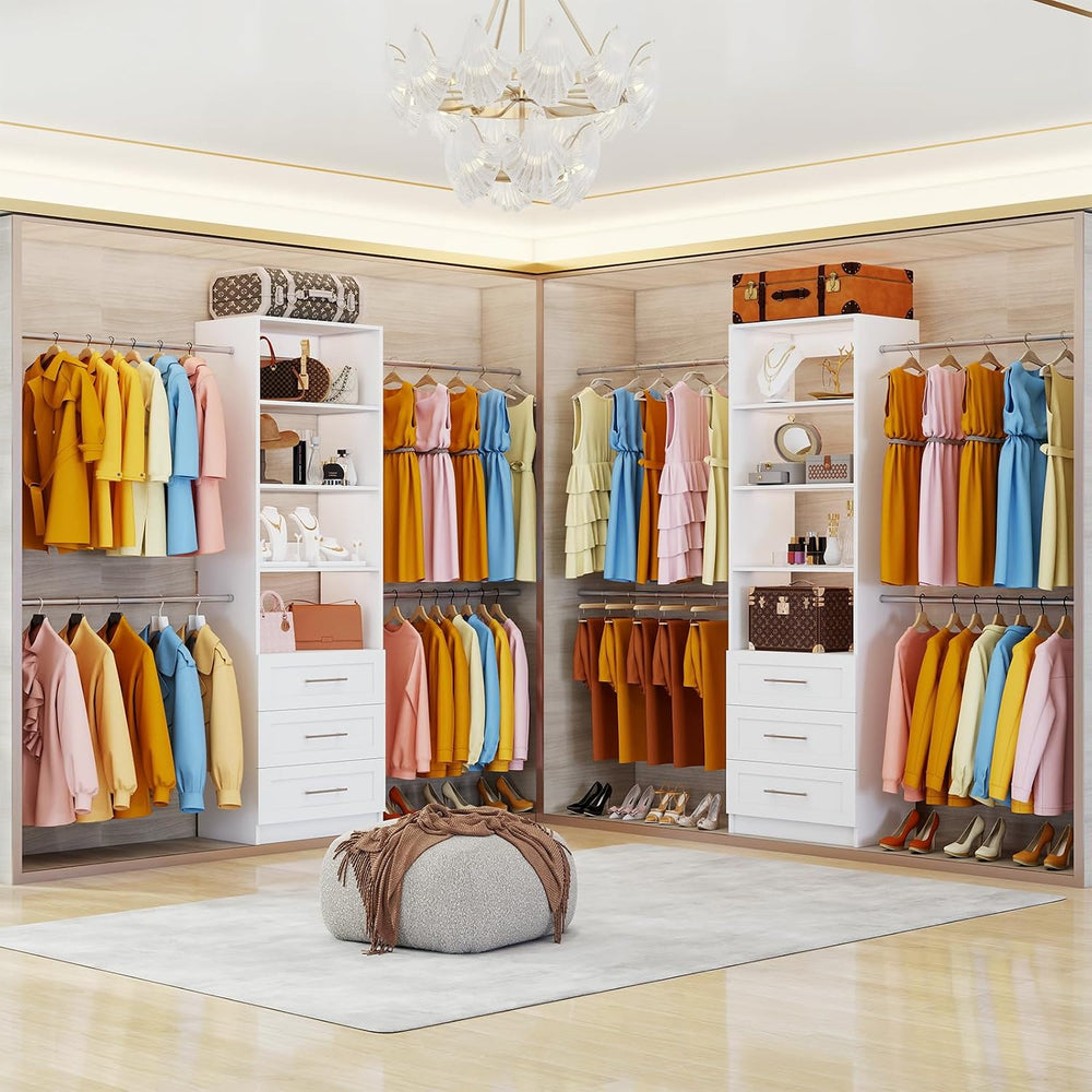 Closet System with 6 Drawers, 5FT-15FT Custom Closet Organizer System Modular...