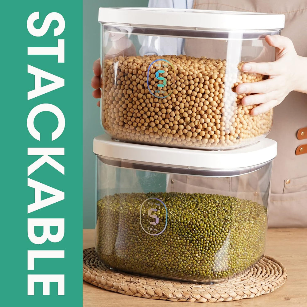 Airtight Rice Container 10 Lbs, Clear Plastic Food Storage Container Bin For ...