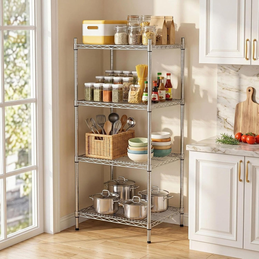 APLSS NSF 4-Tier Chrome Storage Shelves, 14"x48"x63", Dry Envi...