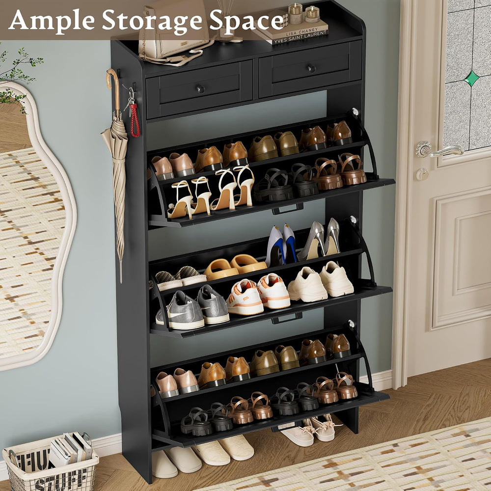 BORNOON Shoe Storage Cabinet for Entryway, Farmhouse Narrow Shoe Cabinet with...